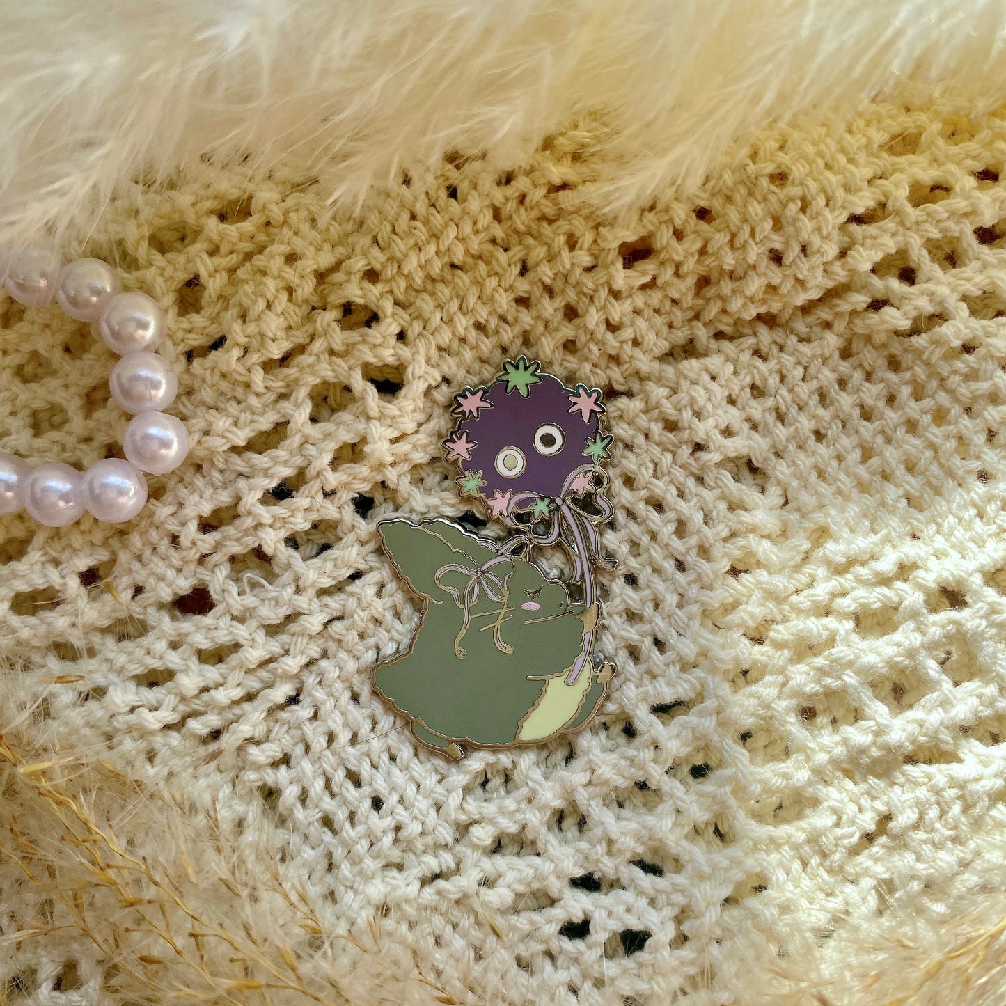 Fluffy Forest spirit enamel pin