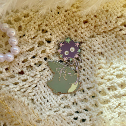 Fluffy Forest spirit enamel pin